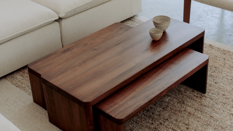 Coffee Table Plinth Base Low Profile Square Contemporary Minimalist