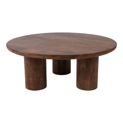 Coffee Table Rectangular Low Profile Charcoal, Chunky Block Legs