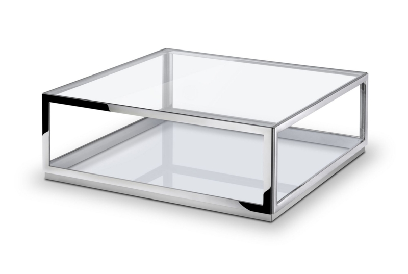 Coffee Table Rectangular Polished Stainless Steel Geometric Base
