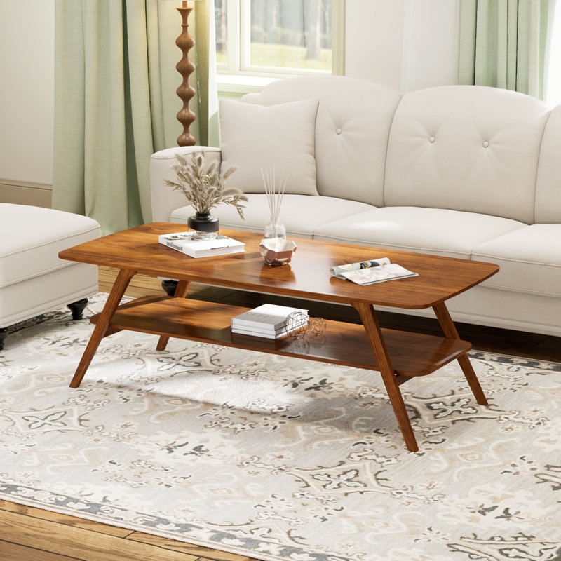 Coffee Table Rectangular Splayed Tapered Legs Mid-Century