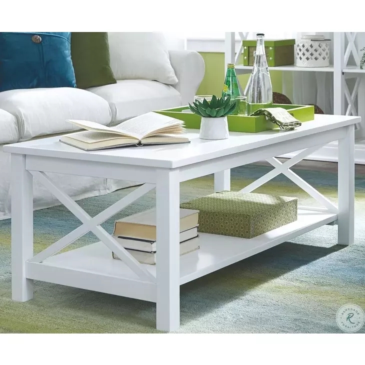Coffee Table Rectangular Turned Legs Slatted Shelf Farmhouse Cottage