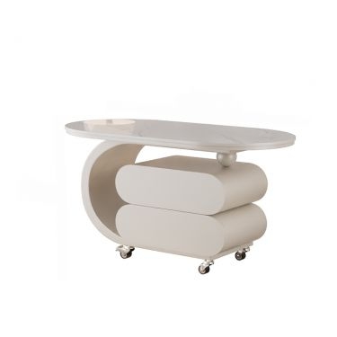 Coffee Table Rectangular Wood & Cream Two-Tone, Drawers & Shelf