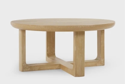 Coffee Table Round Light Wood Pedestal Base Scandinavian Styling