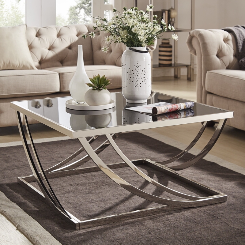 Coffee Table Round Matte Black Arched Base Sculptural Design