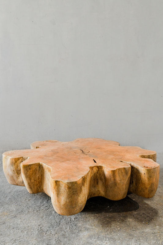 Coffee Table Round Thick Cylindrical Legs Tripod Base Minimalist