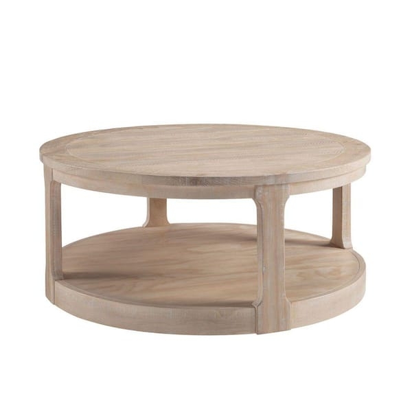 Coffee Table Round Two Tier Curved Legs Caster Wheels Traditional Brown