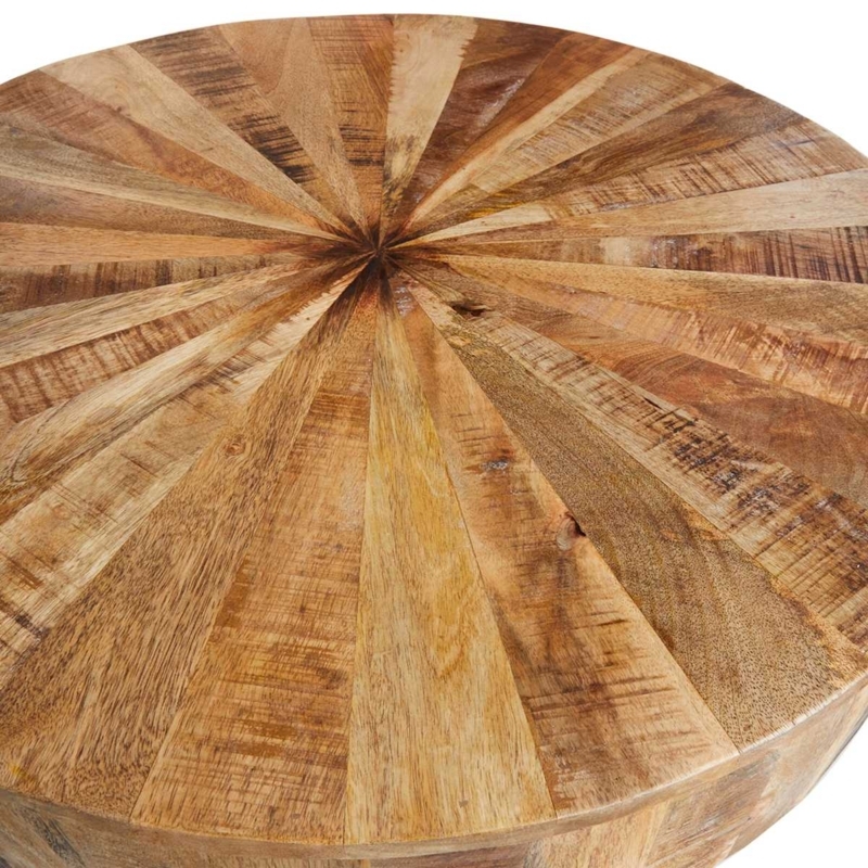 Coffee Table Round Wood Hairpin Legs Mid-Century Natural