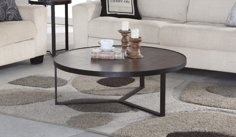 Coffee Table Round Wood X-Base Bunching Design Rustic Traditional