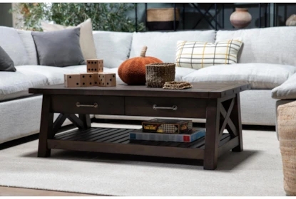 Coffee Table Rustic Lift-Top Weathered Grey Storage