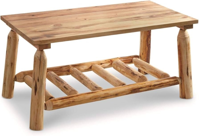 Coffee Table Rustic Log Construction Natural Wood Lodge Style