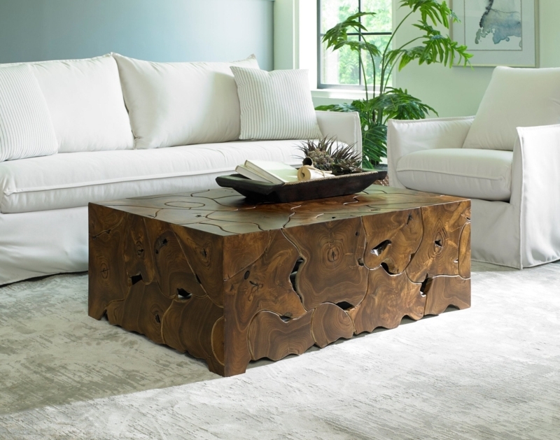 Coffee Table Sculptural Teak Root Base Natural Wood Gnarled Form Rustic