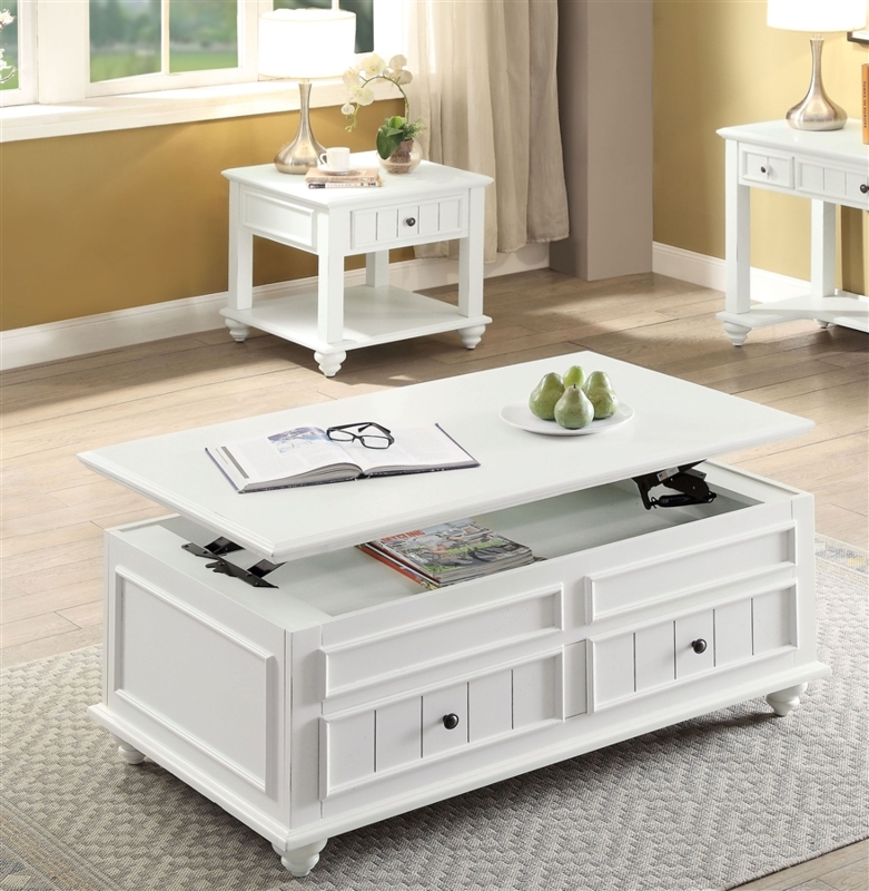 Coffee Table Set Whitewashed Finish X Side Braces Rustic Farmhouse