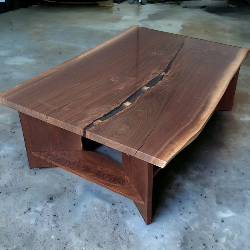 Coffee Table Slat Detail Open Shelving Low Profile Japandi Style Storage