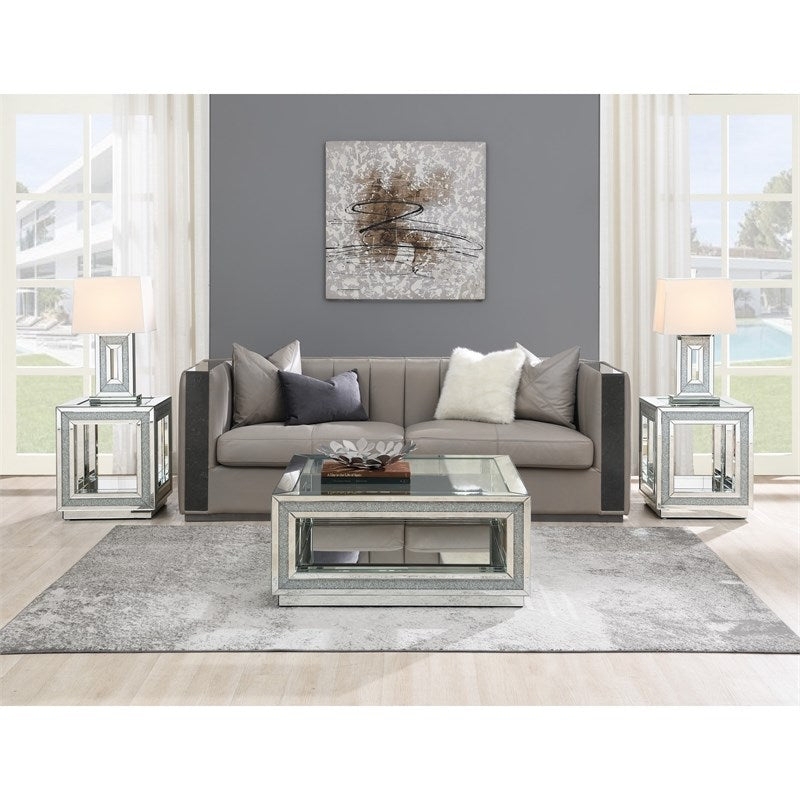 Coffee Table Square Glass Top Polished Gold Open Frame Base