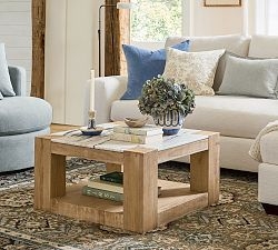 Coffee Table Square Stone Top Thin Metal Base Transitional Airy White