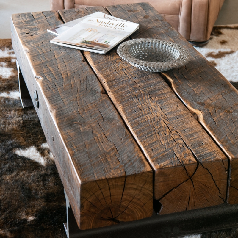 Coffee Table Thick Timber Slab Low Profile Rustic Industrial