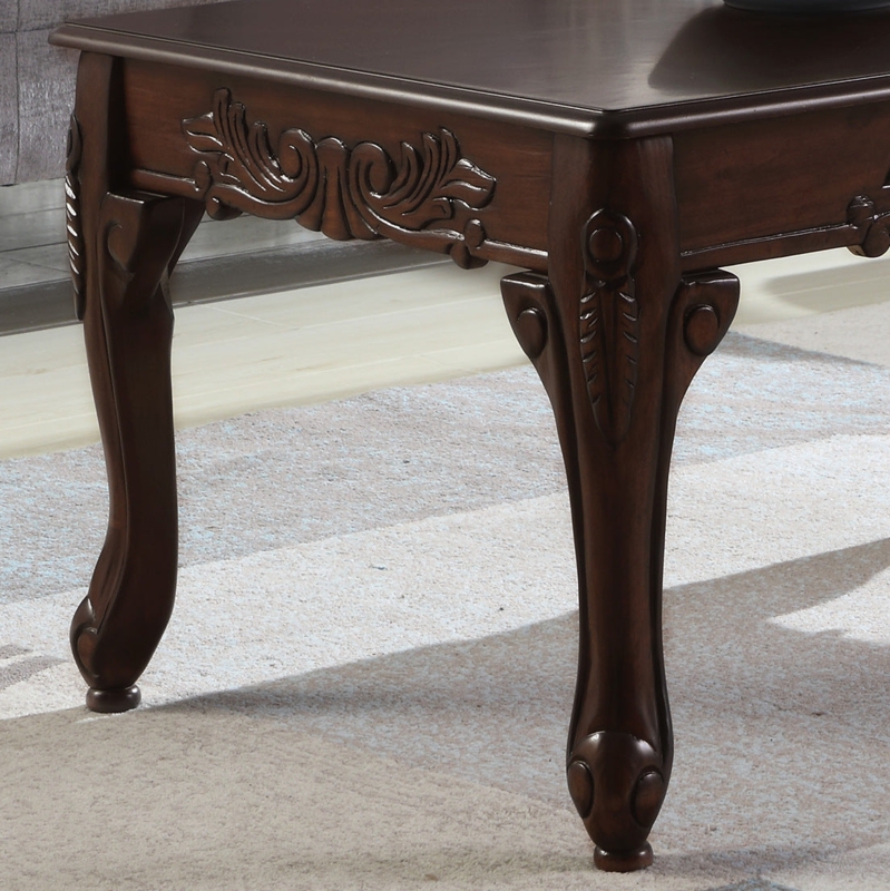 Coffee Table Traditional Dark Cherry Scalloped Apron Queen Anne Style
