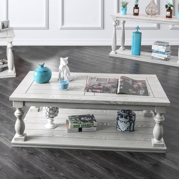 Coffee Table Traditional Glass Top Bottom Shelf Classic Dark Wood