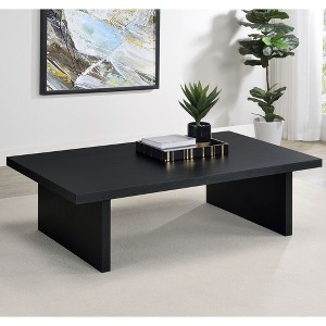 Coffee Table Two Tier Wood Laminate Black Metal Frame Industrial