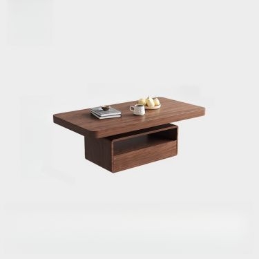 Coffee Table Two-Tone Wood & White Drawers Scandinavian Style