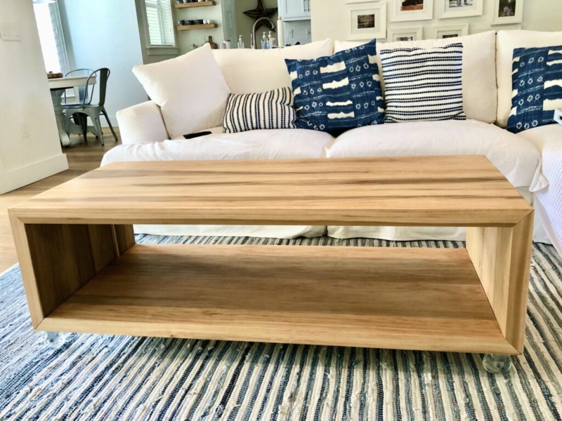 Coffee Table Waterfall Edge Seamless Construction Poplar Minimalist