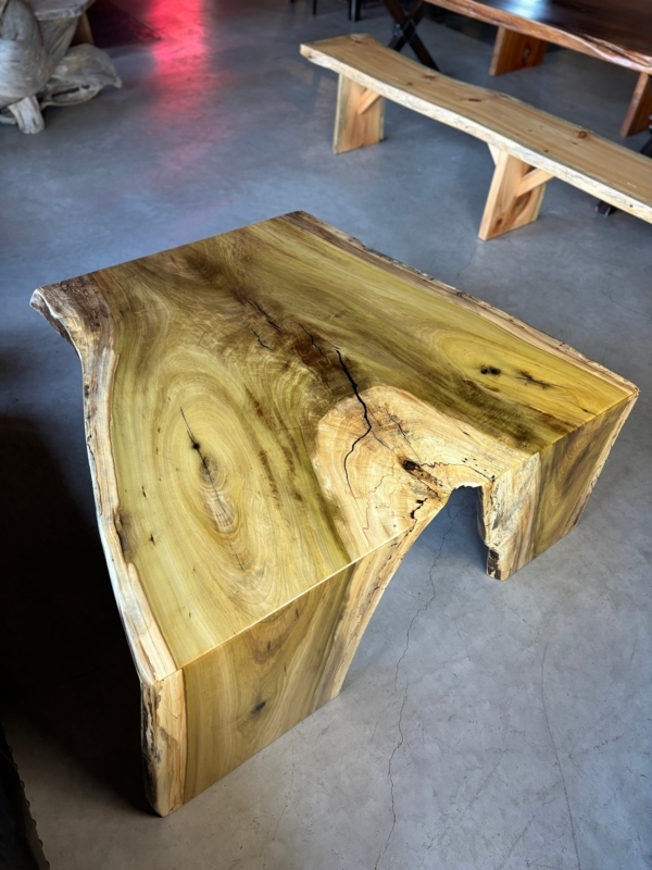 Coffee Table Waterfall Edge Spalted Poplar Live Edge Thick Slab