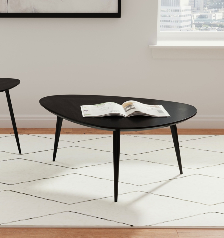 Coffee Table with Chunky Cylindrical Legs in Matte Black Finish
