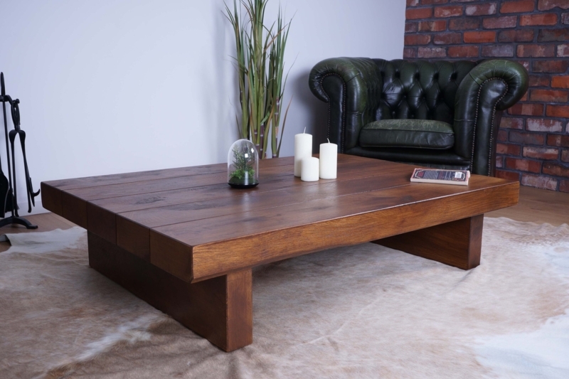 Coffee Table with Chunky Legs, Rustic Wood and Farmhouse Styling