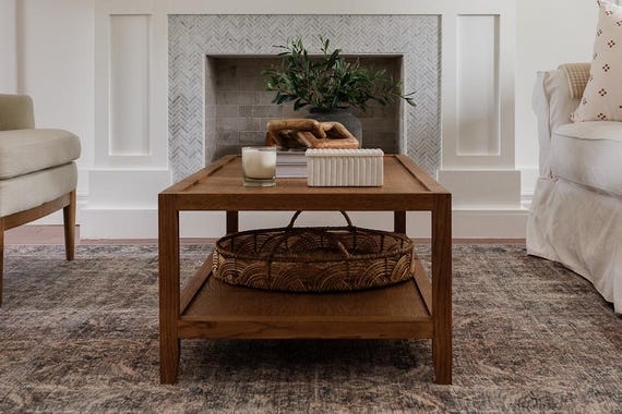 Coffee Table with Cylindrical Legs, Organic Modern Style, Square Top