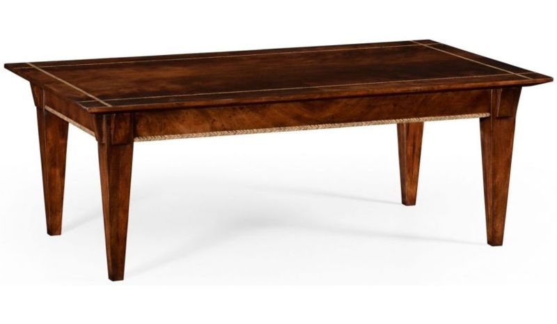 Coffee Table with Herringbone Inlay and Traditional Fluted Legs