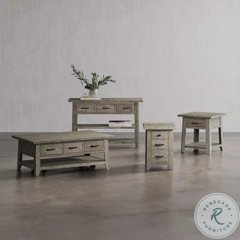 Coffee Table with Integrated Drawers, Rustic Gray Driftwood Finish