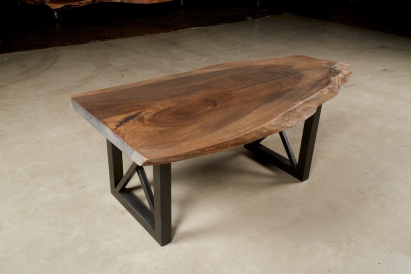 Coffee Table with Natural Wood Grain, Block Legs and Organic Modern Style