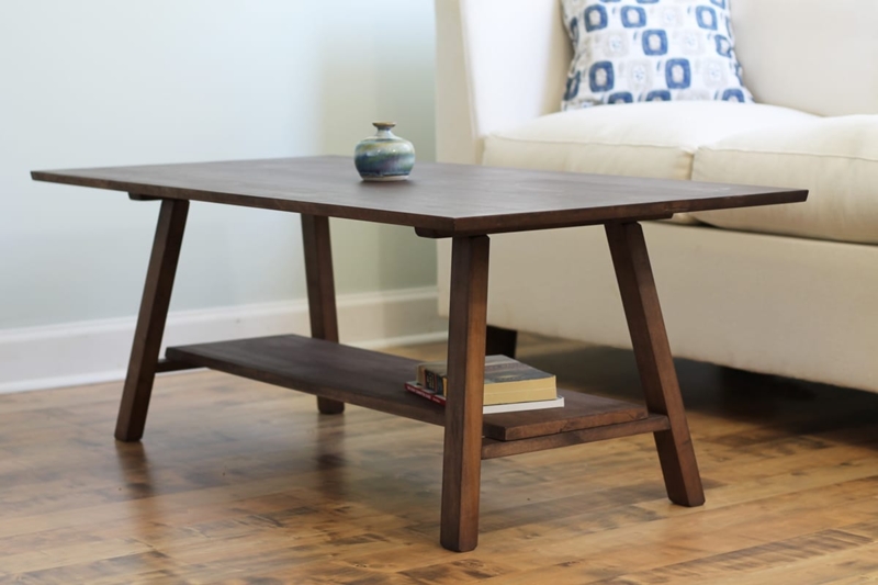 Coffee Table with Open Base Minimalist Wood Grain Design