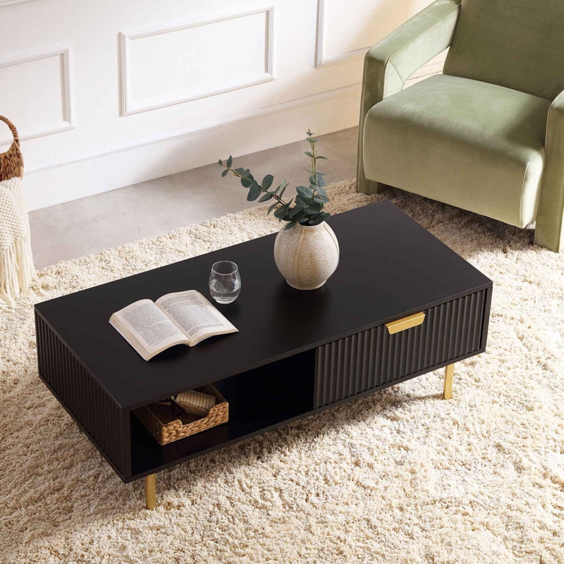 Coffee table with single drawer made of solid engineered wood and Meta  G  Fine Furniture