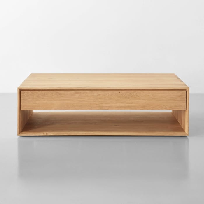 Coffee Table with Storage Drawer, Tapered Legs and Light Scandinavian Wood