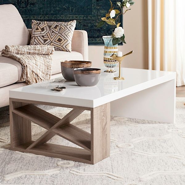 Coffee Table with Tripod Base, White Top & Scandinavian Styling