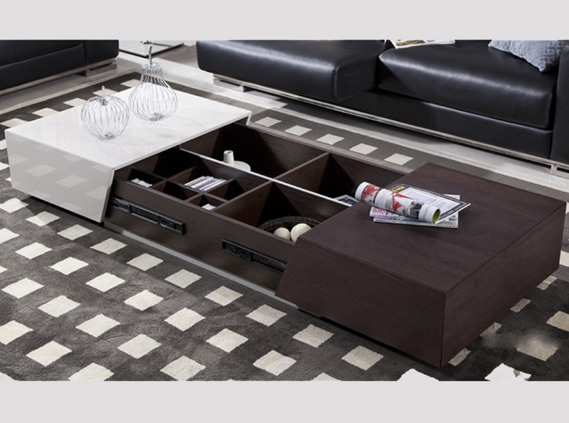 Coffee Table with Two-Tone Color Blocking. Modern low profile coffee table.