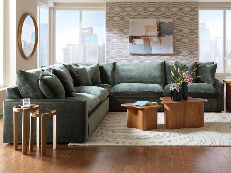 Contemporary Charcoal Sectional Sofa L-Shaped with Tapered Feet