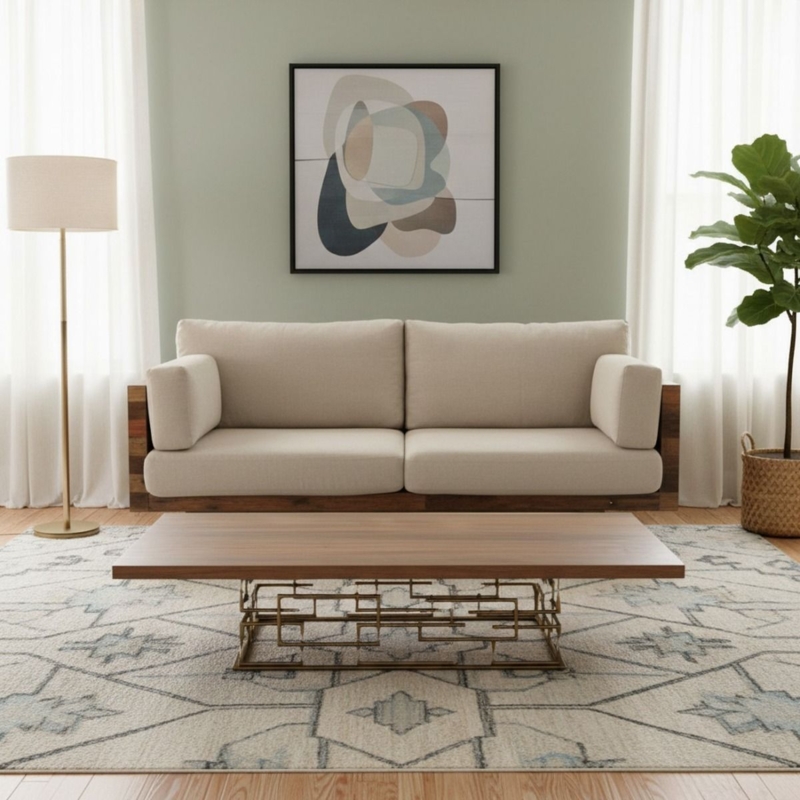 Contemporary Geometric Live Edge Coffee Table