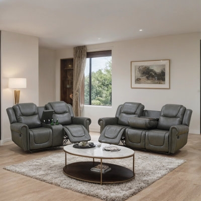 Contemporary Living Room Set with Dark Tapered Legs & Square Arms