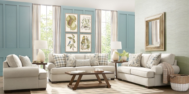 Contemporary Living Room Set Woven Track Arms Glass Top Tables