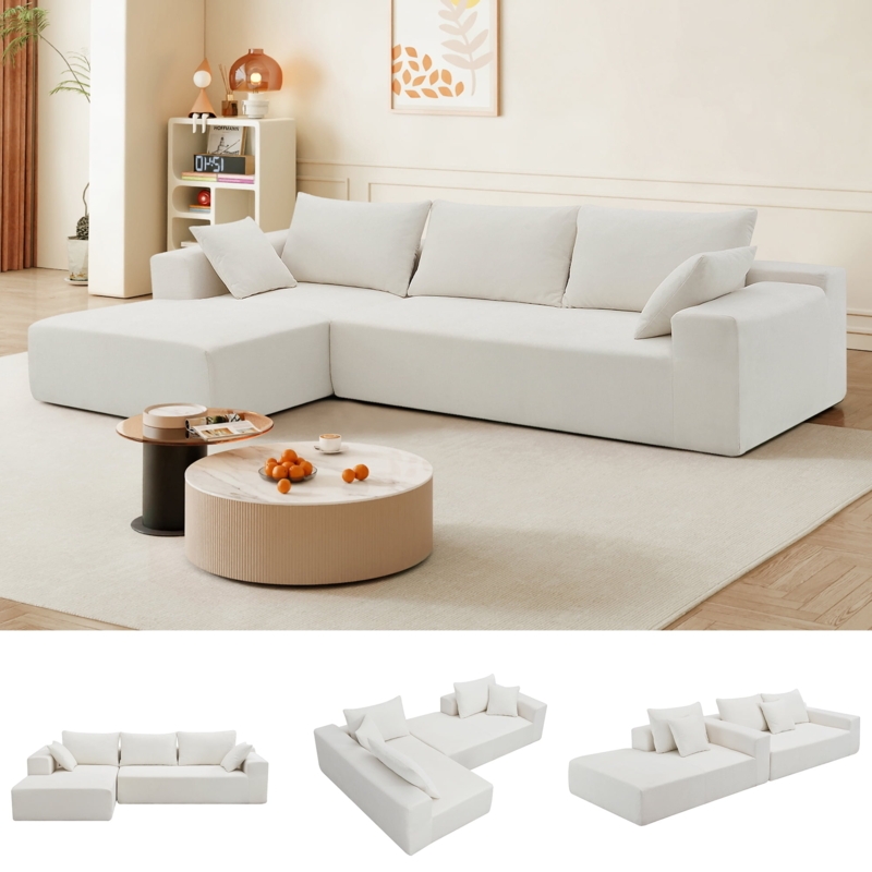 Contemporary Modular Sectional Sofa with Track Arms in Chenille