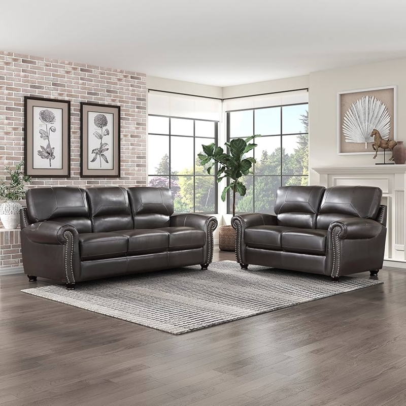 Contemporary Power Reclining Leather Living Room Set