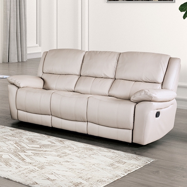 Contemporary Reclining Sofa with Bright White Upholstery