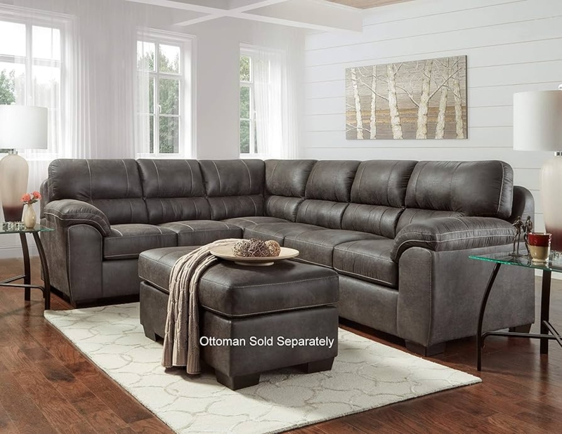 Contemporary Sectional Sofa Charcoal Fabric Tufted Seat with Chaise