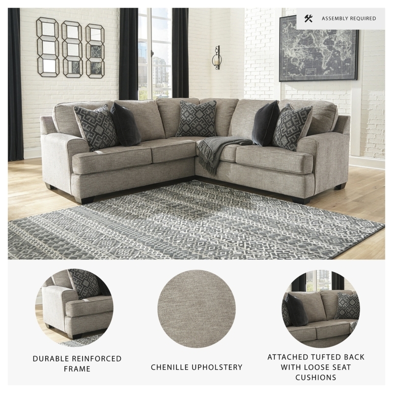 Contemporary Sectional Sofa L-Shaped Stone Grey Tapered Legs