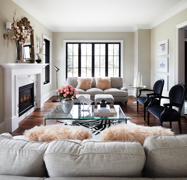 Contemporary Sectional Sofa with Track Arms and Yellow Accents