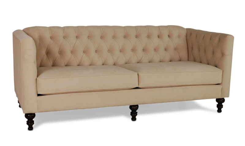 Contemporary Sofa Flared Silhouette Diamond Button Tufted Back
