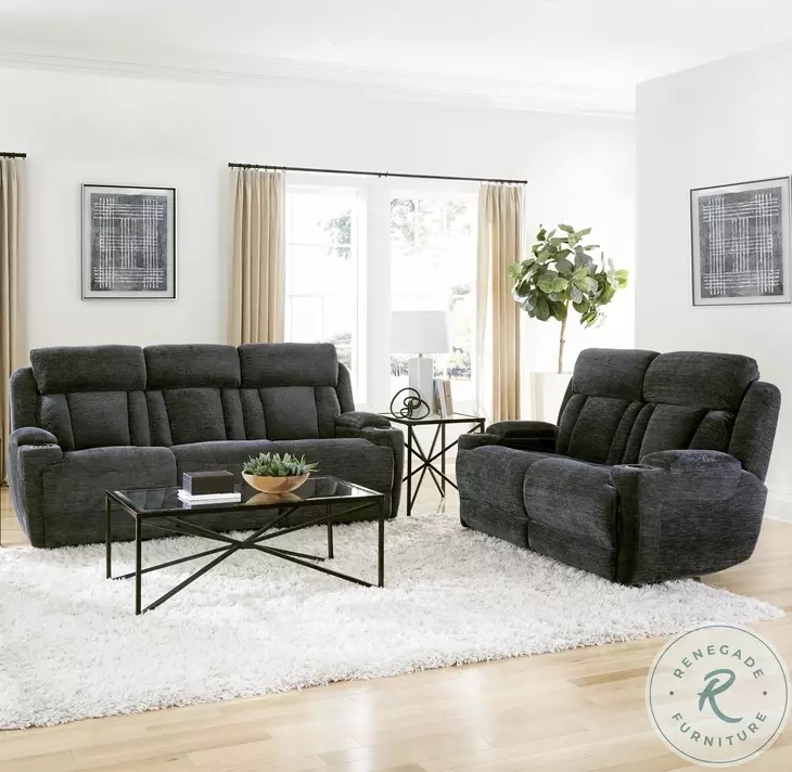 Contrast Stitching Power Reclining Living Room Set Center Console