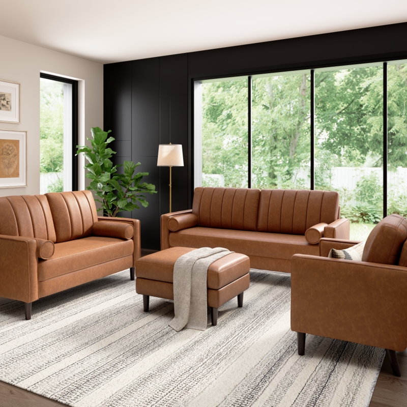 Coordinated Living Room Set, Storage Ottoman, Transitional Seating